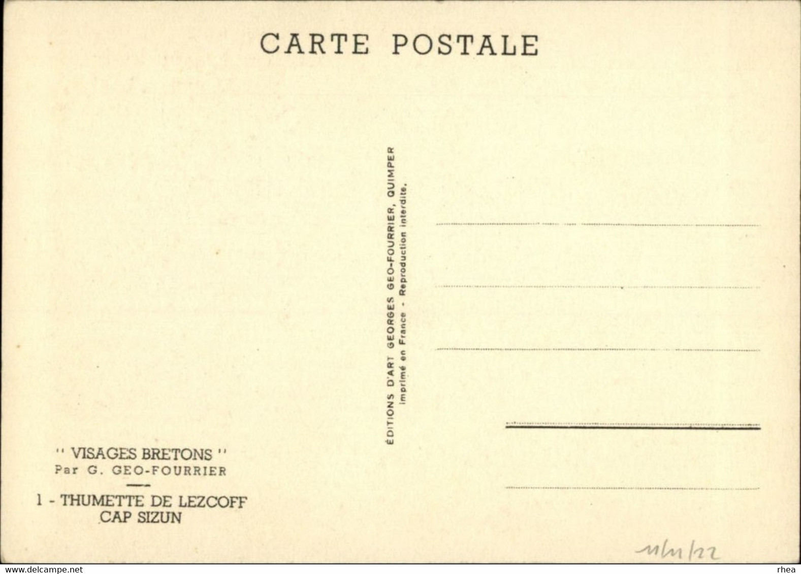 ILLUSTRATEURS - GEO FOURIER - Visages Bretons - Thumette De Lezcoff - Cap-Sizun - Fourrier, G.