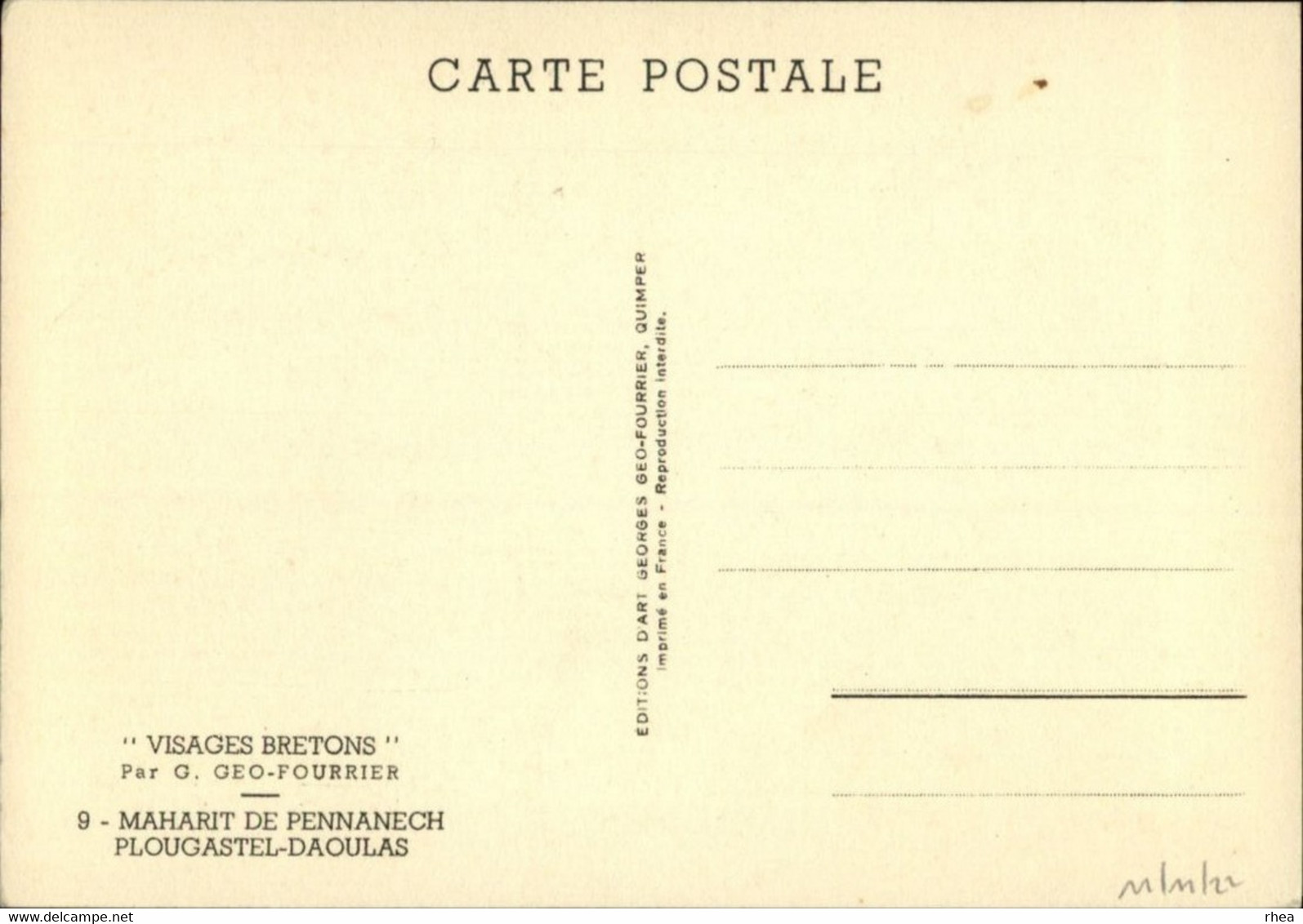 ILLUSTRATEURS - GEO FOURIER - Visages Bretons - Maharit De Pennanech - Plougastel-Daoulas - Fourrier, G.