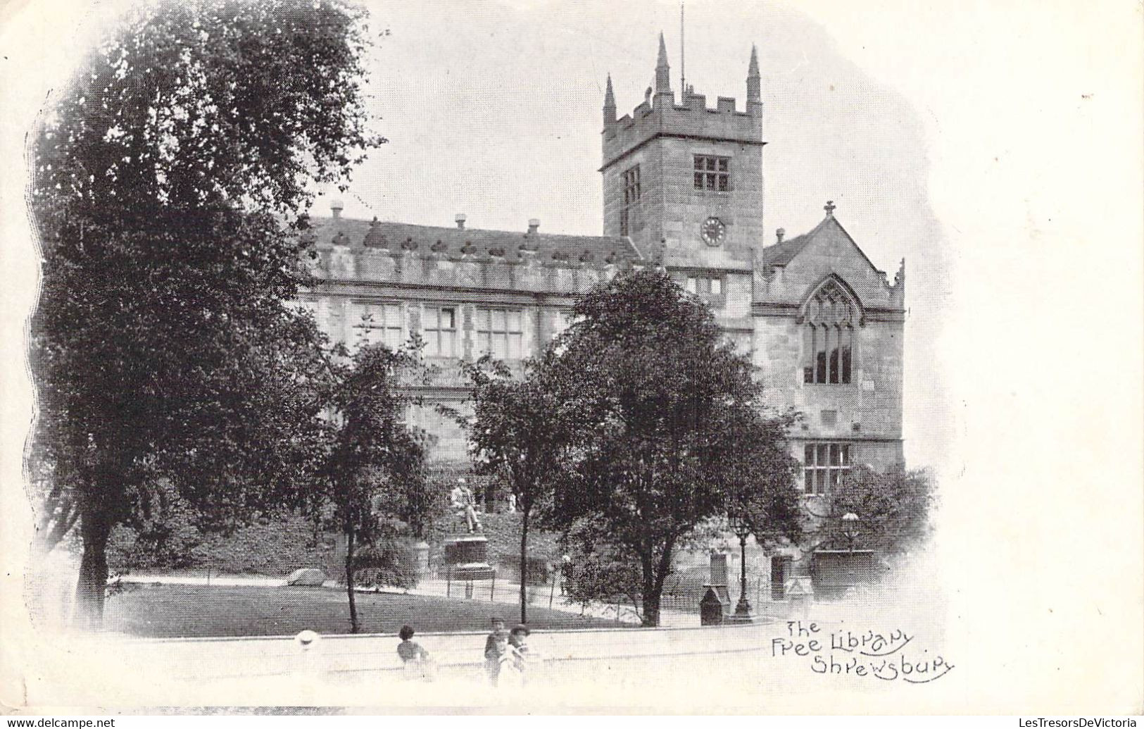 CPA Royaume Unis - Angleterre - Shropshire - Shrewsbury - The Free Library - Oblitérée 1904 - Animée - Carte Nuage - Shropshire