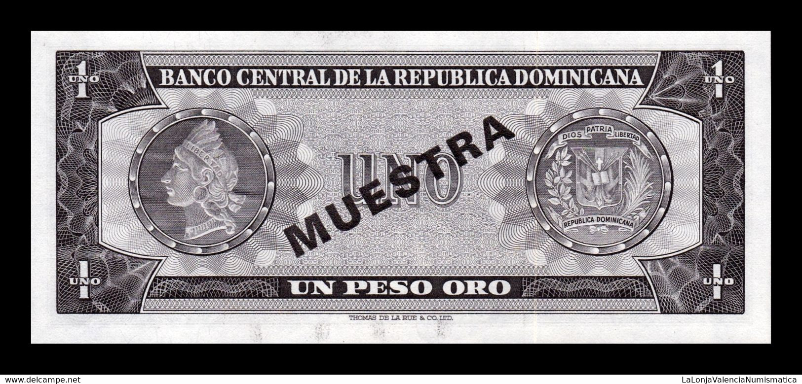 República Dominicana 1 Peso Oro 1972 Pick 99As(3) Specimen SC UNC - Dominicaine