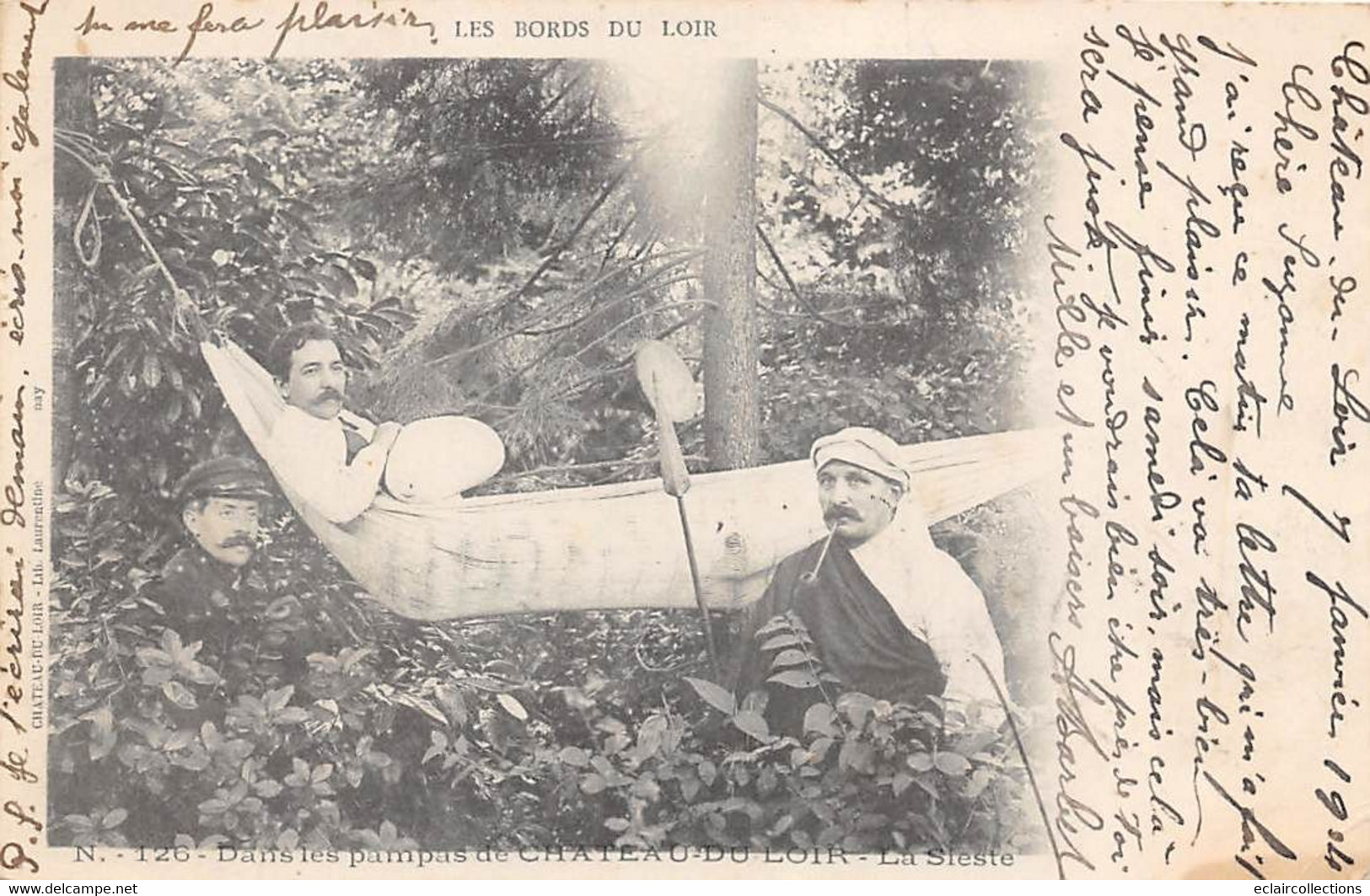 Château Du Loir          72        Dans Les Pampas  Homme Faisant La Sieste Et Fumant La Pipe  Hamac         (voir Scan) - Chateau Du Loir