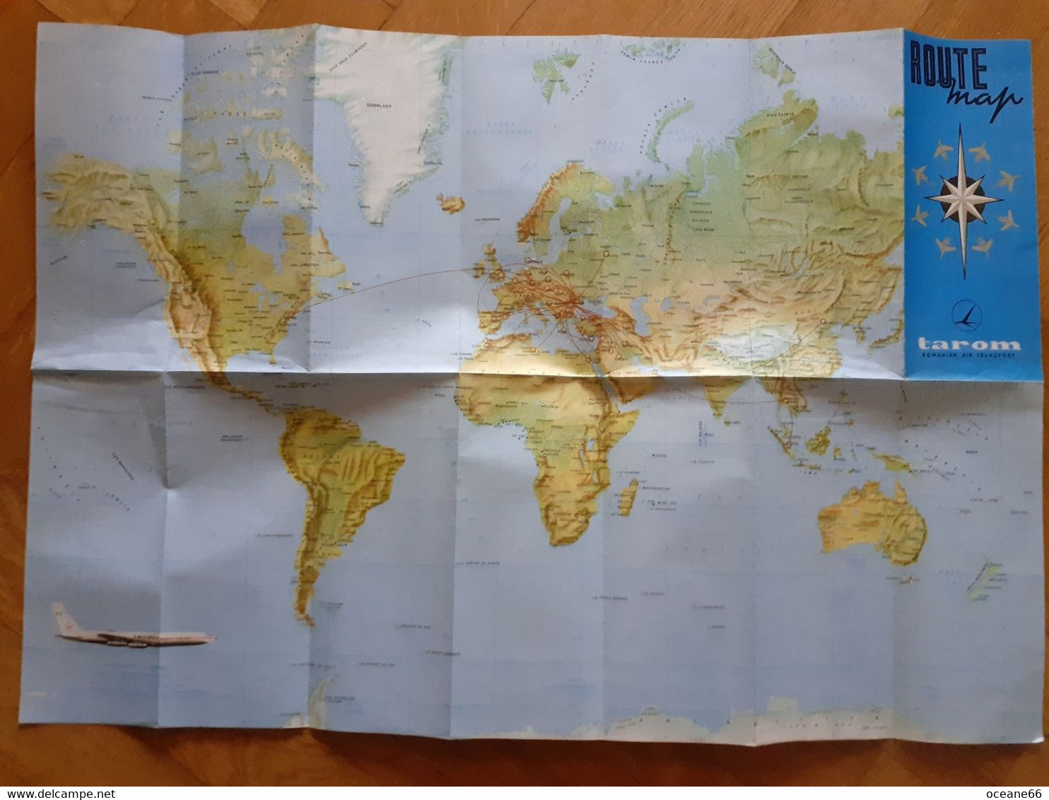 Route Map Tarom Romanian Air Transport Carte - Publicités