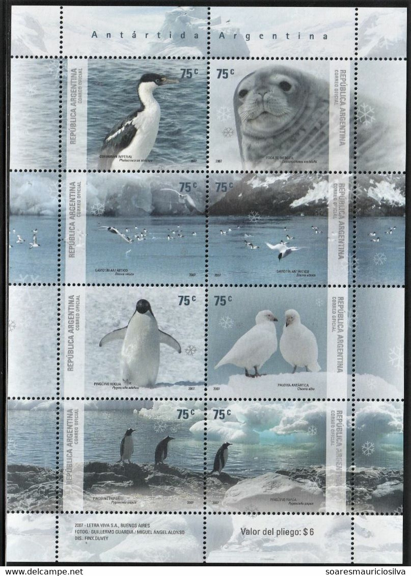 Argentina 2007 Mini-sheet Complete Set Alluding To Antarctica South Pole Fauna Bird Seal Pinguin Mint - Faune Antarctique