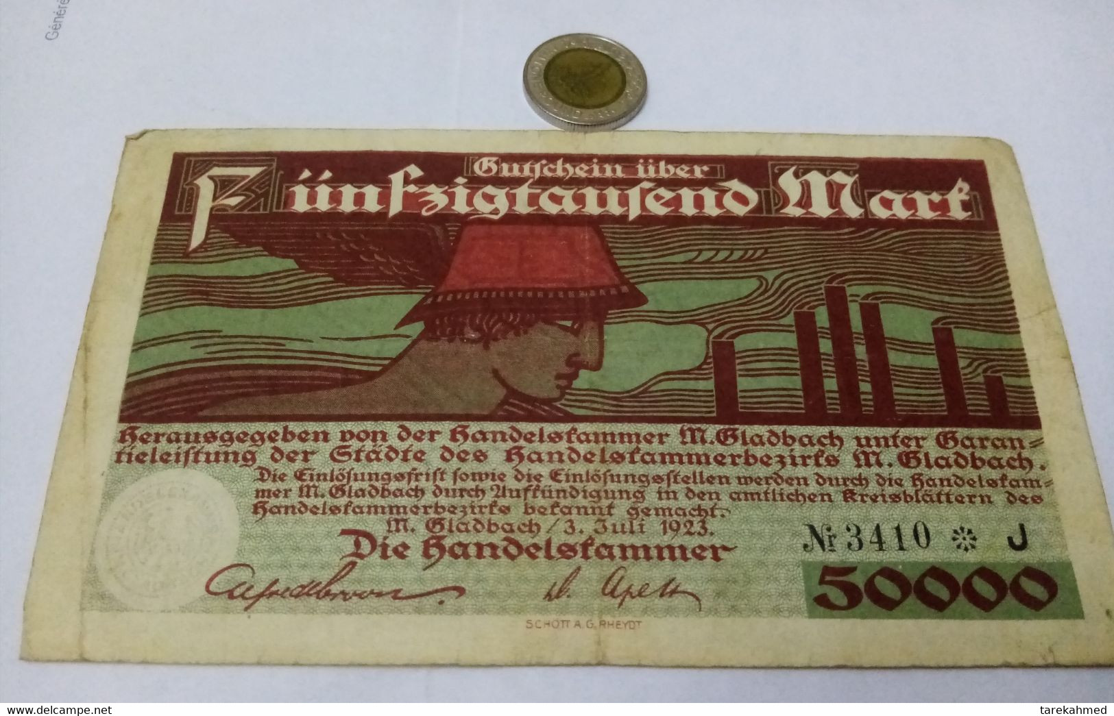 DEUTSCHLAND M.GLADBACH - 50.000 MARK - 3.7.1923, - Sin Clasificación