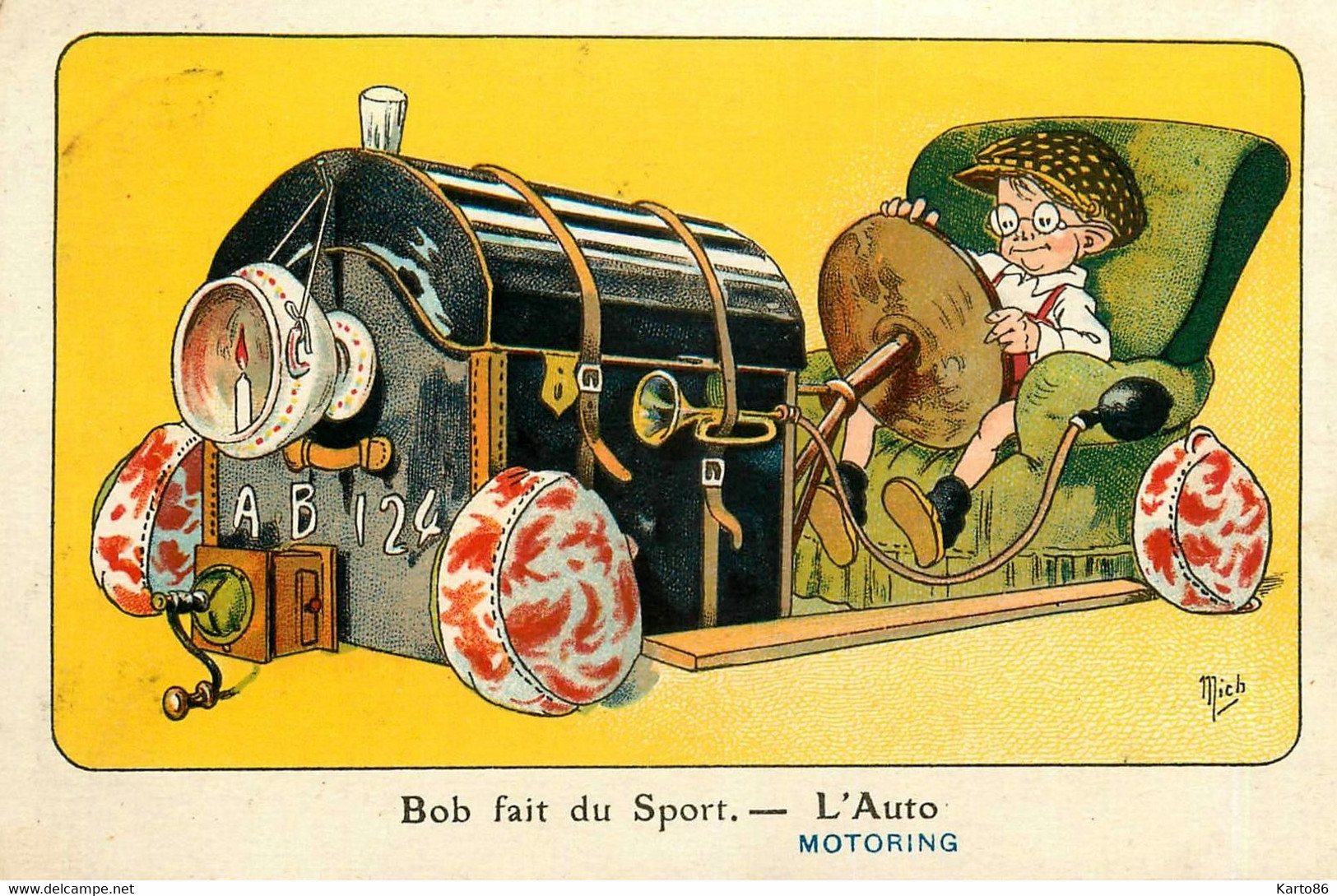 MICH * CPA Illustrateur Mich * Bob Fait Du Sport : L'auto * Automobile * Motoring - Mich