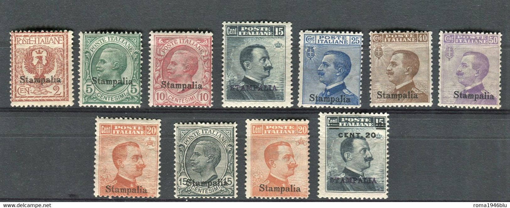EGEO STAMPALIA 1912/1922 SERIE CPL. 11 V. * GOMMA ORIGINALE TOTALE CAT. 464,40 - Egeo (Stampalia)