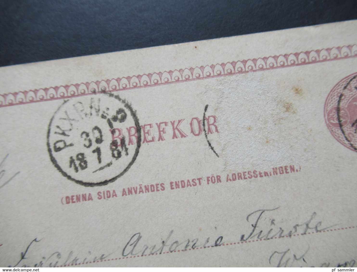 Schweden 1881 Ganzsache Auslandsverwendung Nach Deutschland Stempel Wisby / Zusatzfrankatur Abgelöst!!! - Postal Stationery