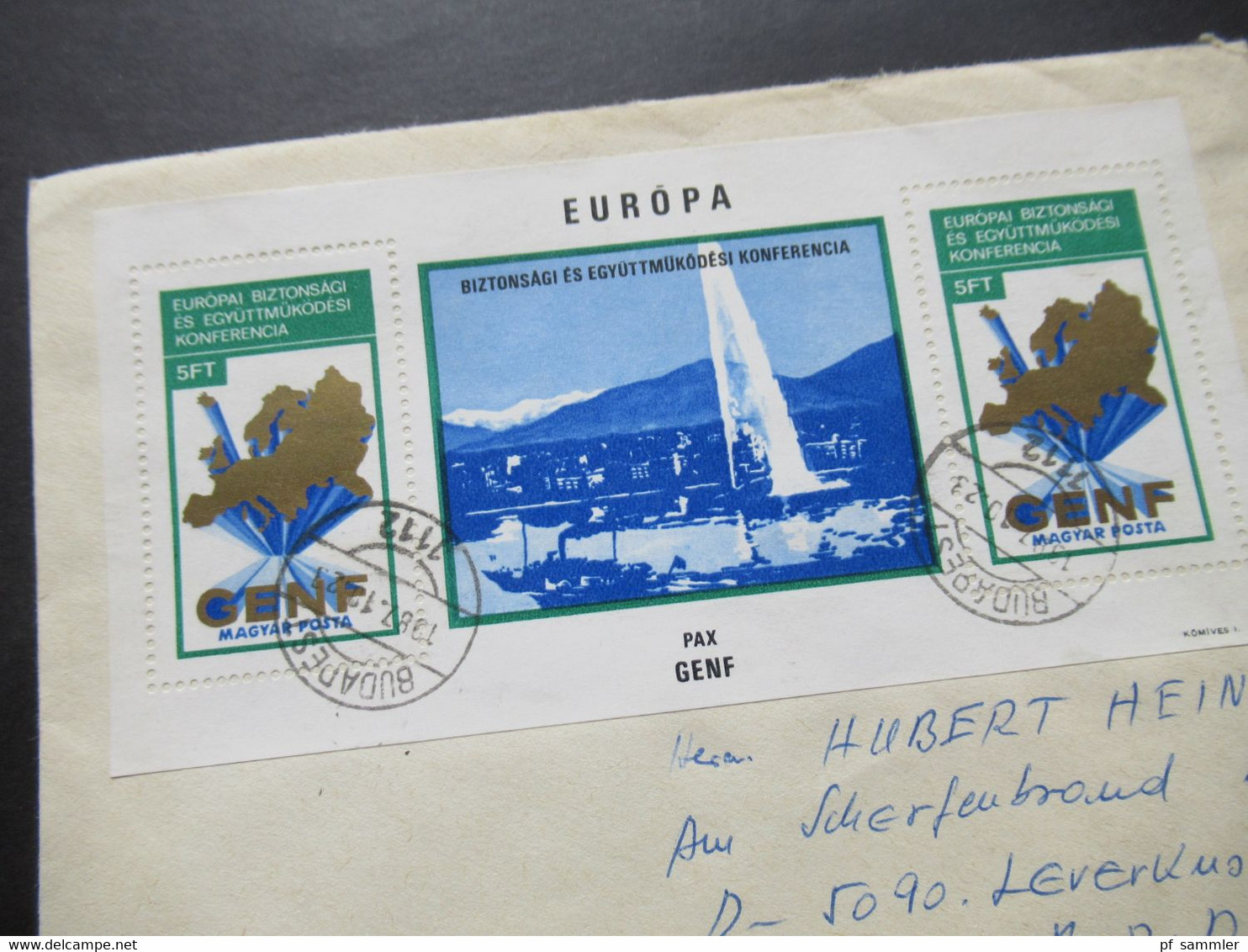 Ungarn 1974 Block Europa Pax Genf Auslandsbrief Budapest - Leverkusen - Briefe U. Dokumente