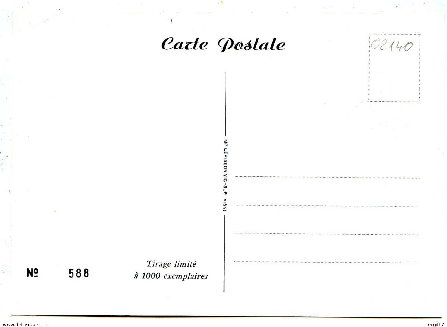 02290 VIC SUR AISNE - Carte D'entrée 9 ème Bourse D'échange En 1988 - N° 588/1000 - Vic Sur Aisne