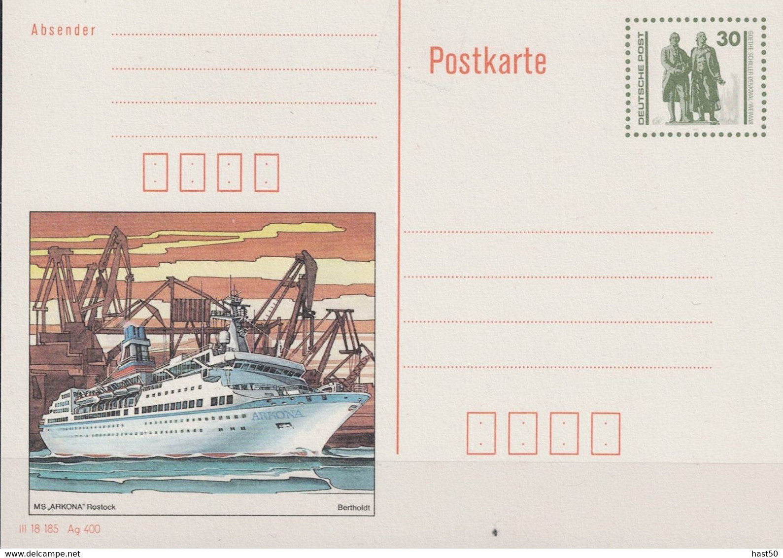 DDR GDR RDA - Bildpostkarte MS Arkona (MiNr: P 109/02) 1990 - Wie Ausgegeben - Cartes Postales - Neuves