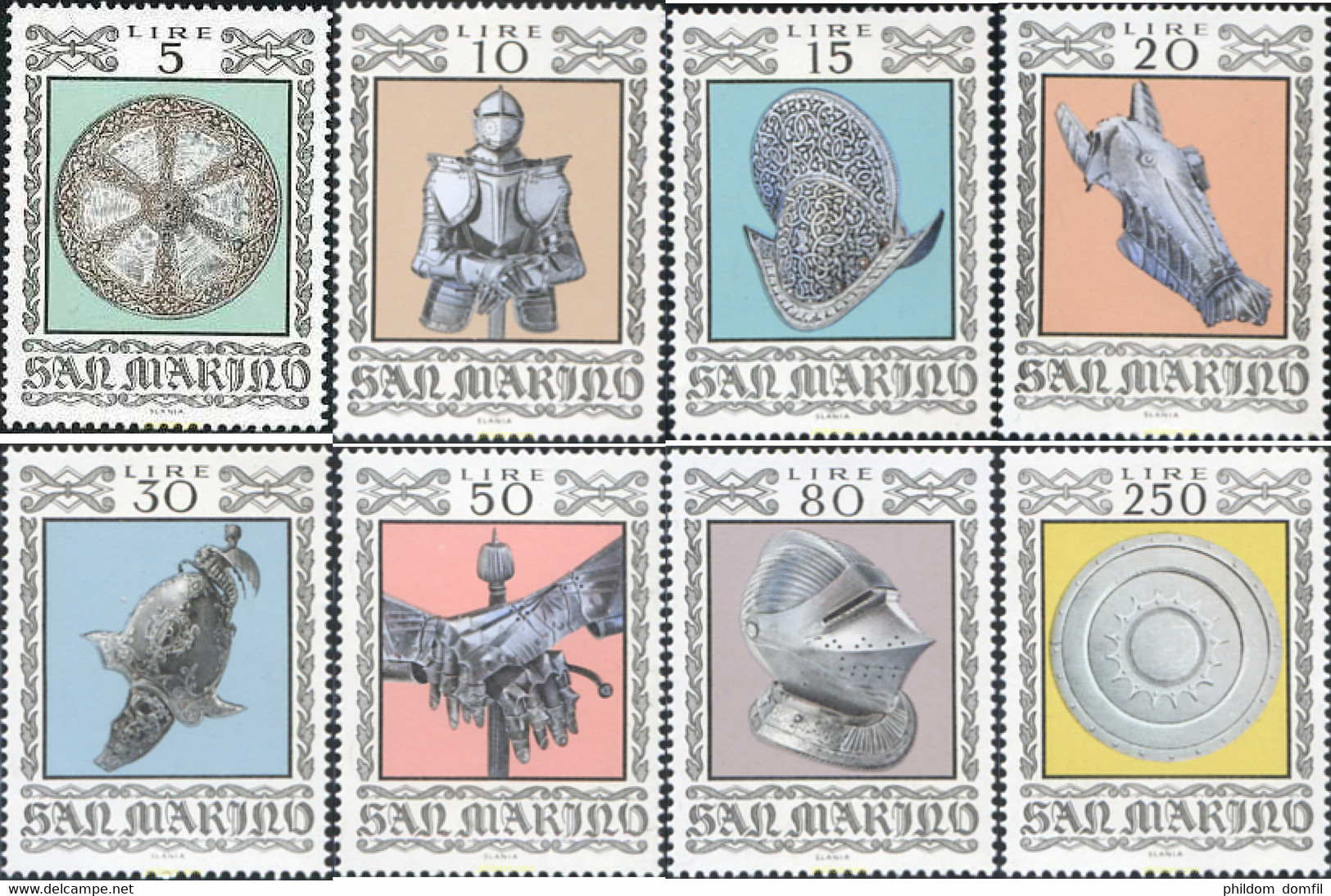 140975 MNH SAN MARINO 1974 ARMAS Y ARMADURAS ANTIGUAS - Gebruikt