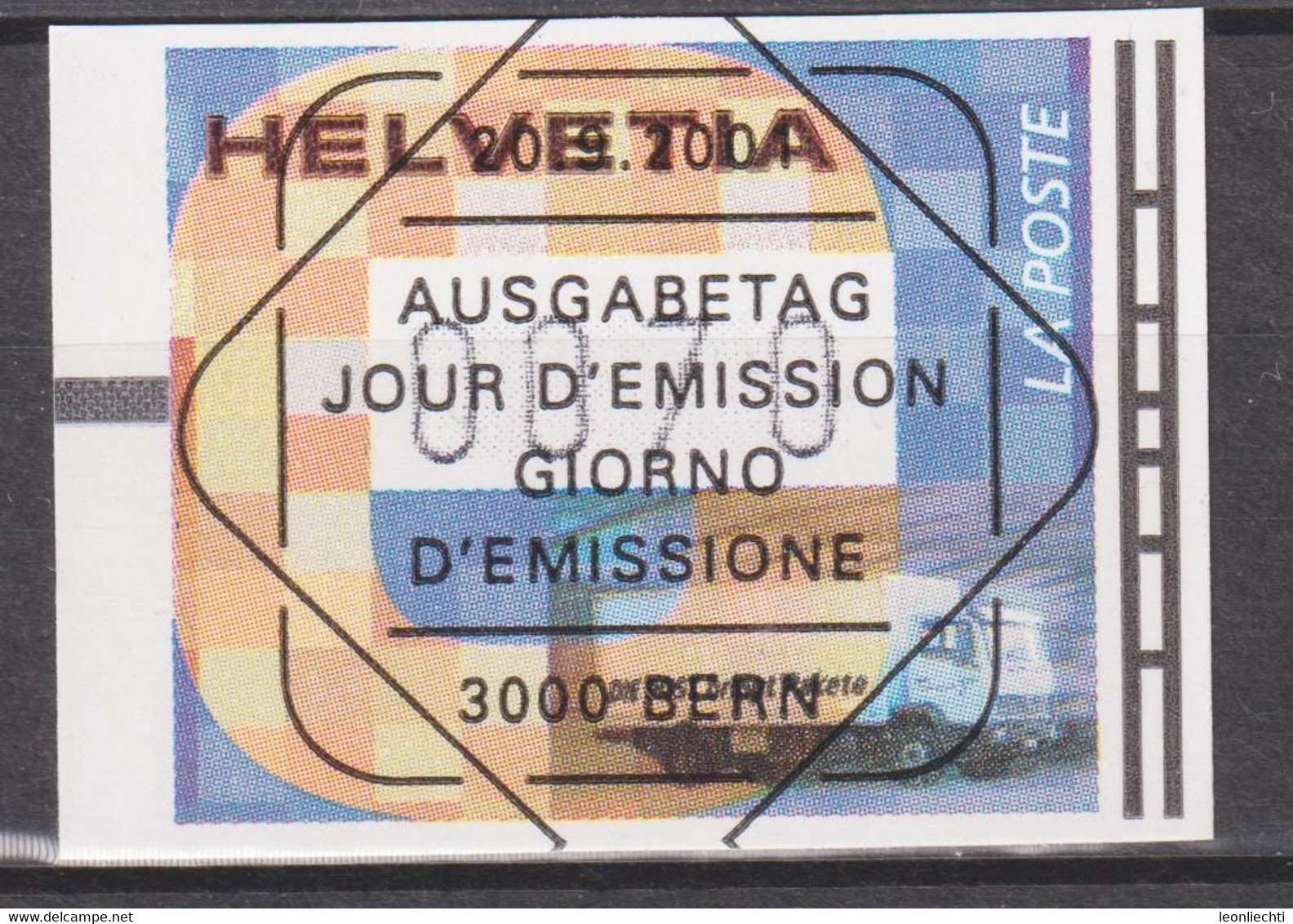 2001 Schweiz  ATM Posttransportmittel Mi: CH 12°/ ZNr: CH 16° Stempel: ET/ PJ.  Lastwagen - Automatic Stamps