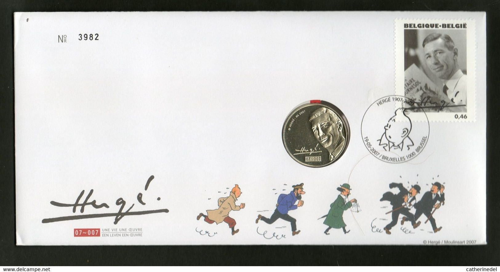 Année 2007 : 3648  - Numisletter Numéroté 3982 : Tintin - 100e Anniv.de La Naissance D'Hergé - Numisletter