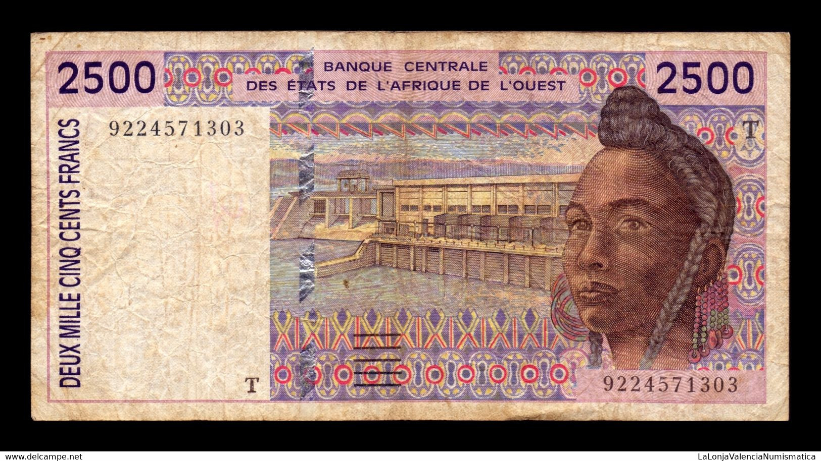 West African St. Togo 2500 Francs BCEAO 1992 Pick 812Ta T. 303 BC F - Togo