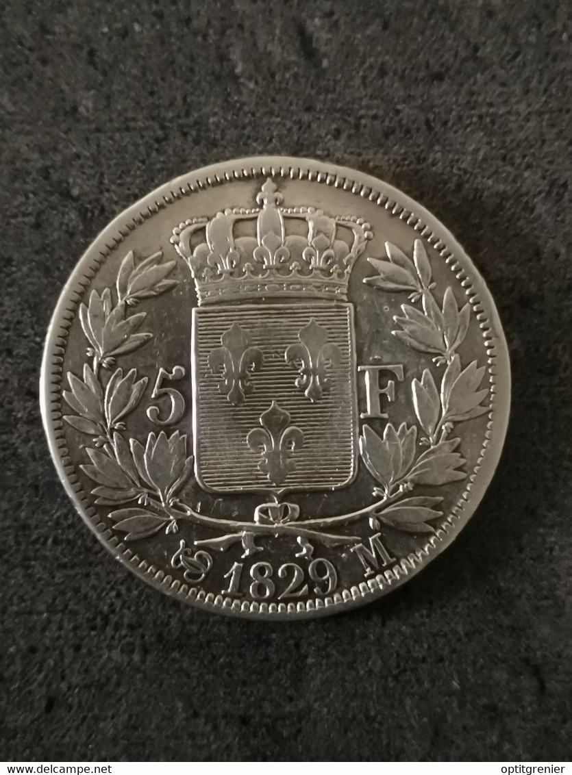 5 FRANCS ARGENT 1829 M TOULOUSE CHARLES X RETOUCHE 872 741 EX. / FRANCE SILVER - 5 Francs