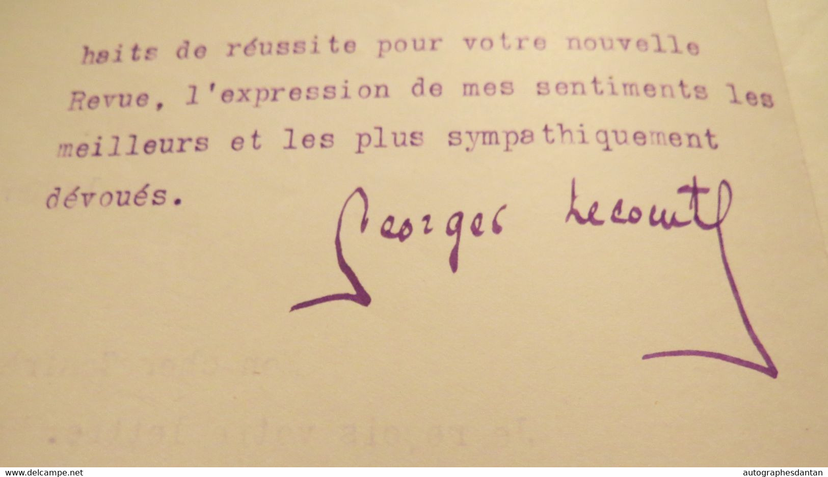 ● Georges LECOMTE (malade) 1920 écrivain Académicien Né à Macon - Société Des Gens De Lettres SGDL - Lettre - Writers