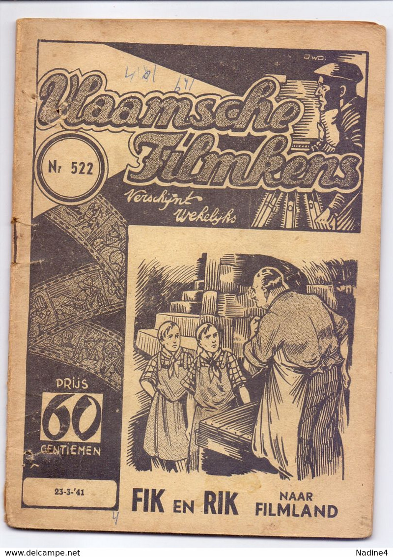 Tijdschrift Vlaamse Vlaamsche Filmkens - N° 522 - Fik En Rik Naar Filmland - Nele Herman - 1941 - Jeugd