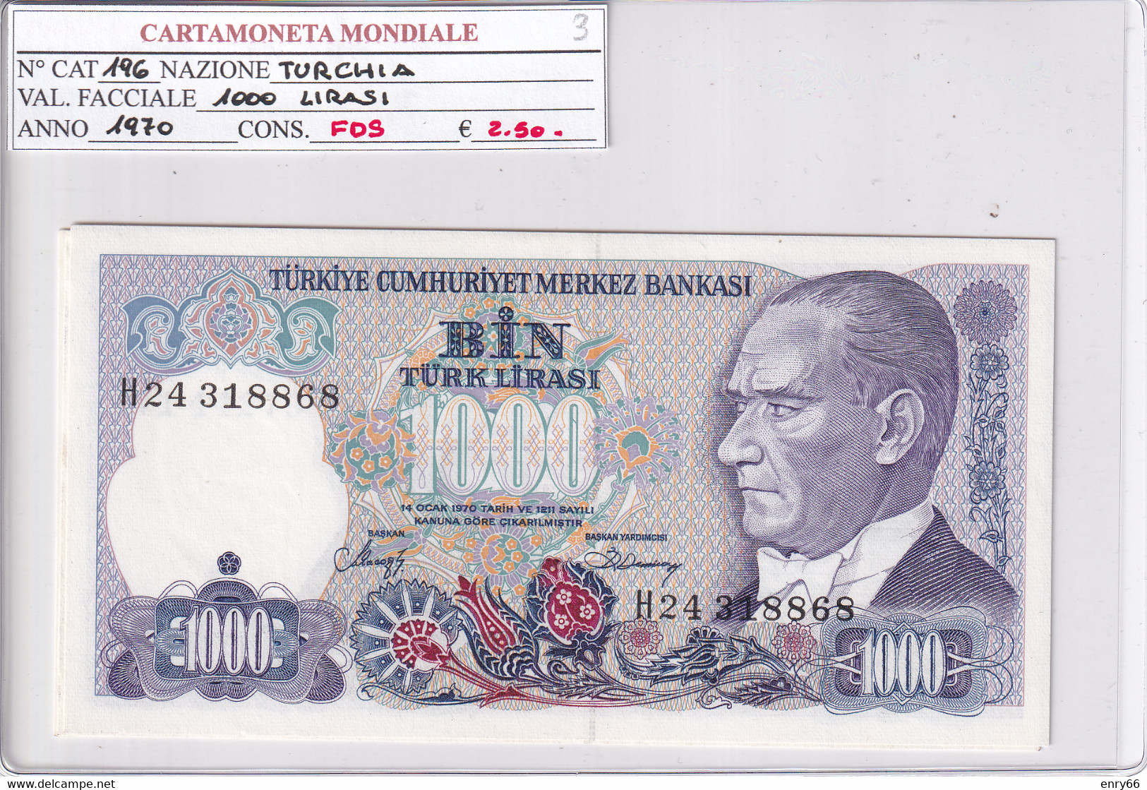 TURCHIA 1000 LIRASI 1970 P196 - Turquie