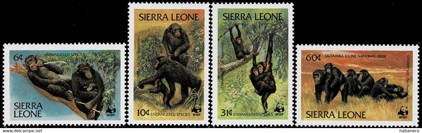 SIERRA LEONE 1983 Mi 713-716 WWF CHIMPANZEES MINT STAMPS ** - Schimpansen