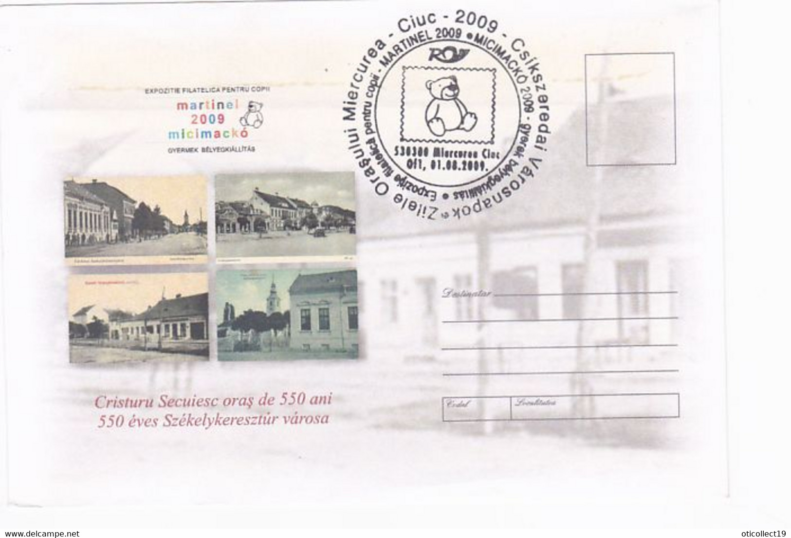 MIERCUREA CIUC TOWN ANNIVERSARY, MARTINEL CHILDRENS PHILATELIC EXHIBITION, SPECIAL COVER, 2009, ROMANIA - Cartas & Documentos