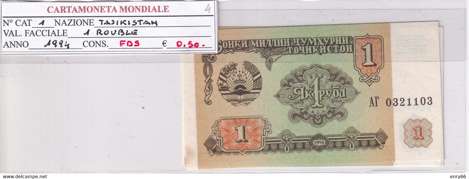 TAGIKISTAN 1 ROUBLE 1994 P1 - Tadschikistan