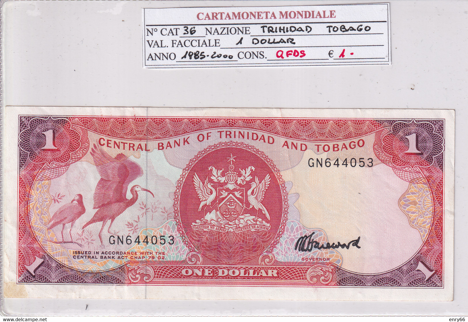 TRINIDAD E TOBAGO 1 DOLLAR 1985-2000 P36 - Trinité & Tobago
