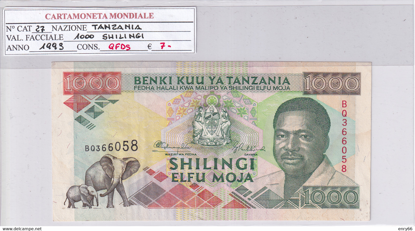 TANZANIA 1000 SHILINGI 1993 P27 - Tansania