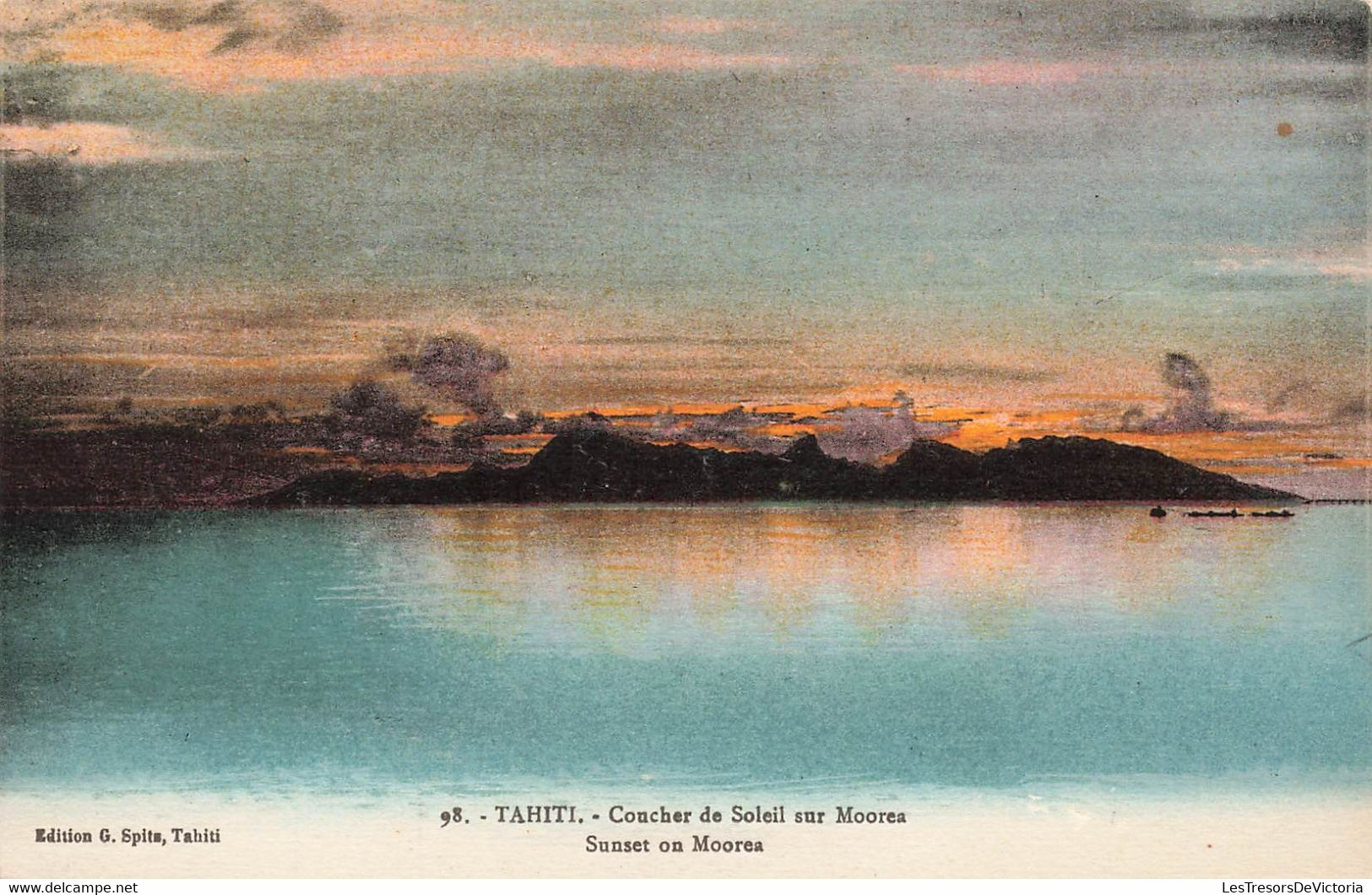 CPA TAHITI - Coucher De Soleil Sur Moorea - Sunset On Mourea - Edition G Spits - Tahiti