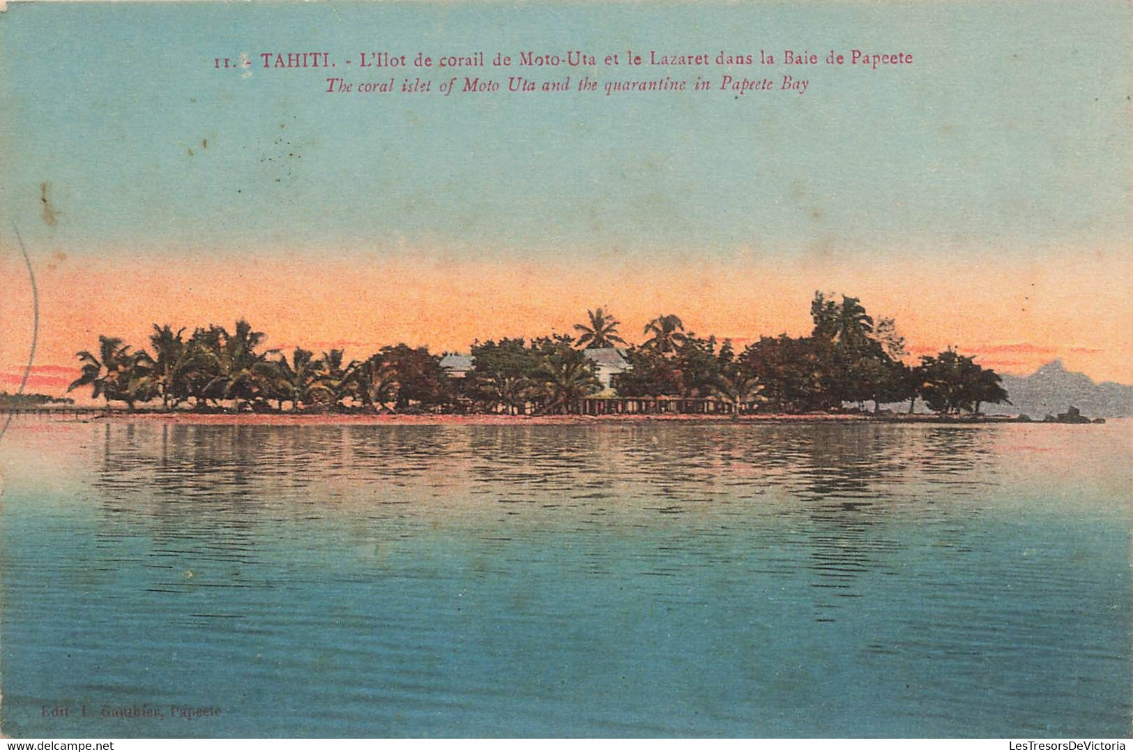 CPA TAHITI - L'ilot De Corail De Moto Uta Et Le Lazaret Dans La Baie De Papeete - Colorisé - Rare - Tahiti