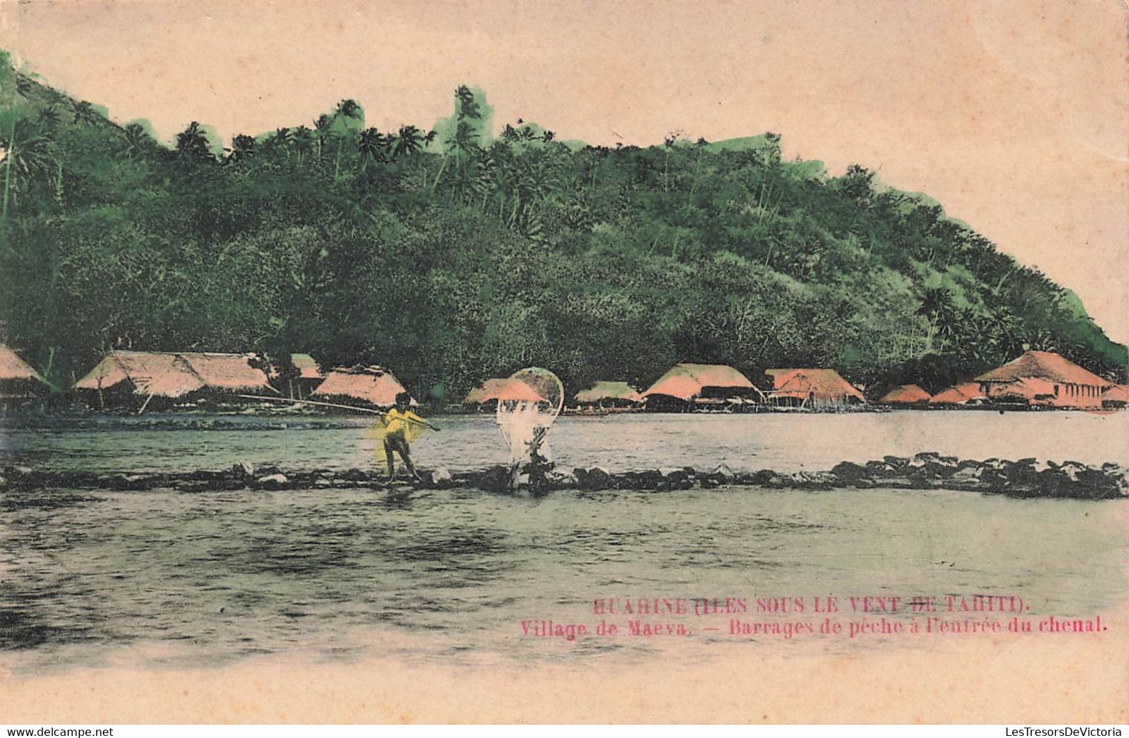 CPA TAHITI - Huahine - Village De Maeva - Barrages De Pêche à L'entrée Du Chenal  - Colorisé - Rare - Tahiti