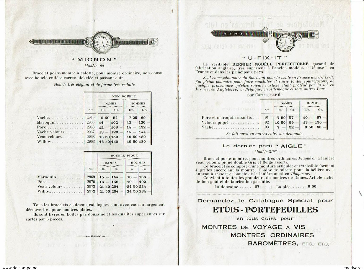 L. D. BOURGEOIS Maroquinerie Anglaise WARWICK WORKS Walsall Angleterre 1913 Bracelets Montres - Royaume-Uni