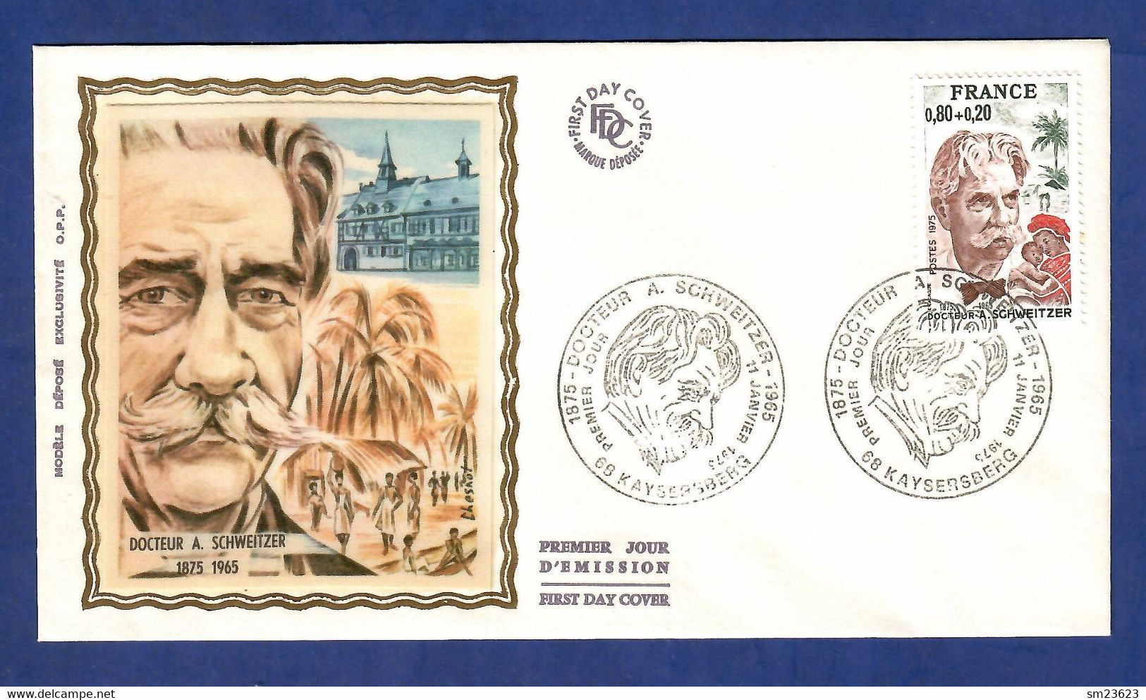 Frankreich / France  1975   Mi.Nr. 1901 , Docteur Albert Schweitzer - FDC Kaysersberg 11 Janvier 1975 - Albert Schweitzer