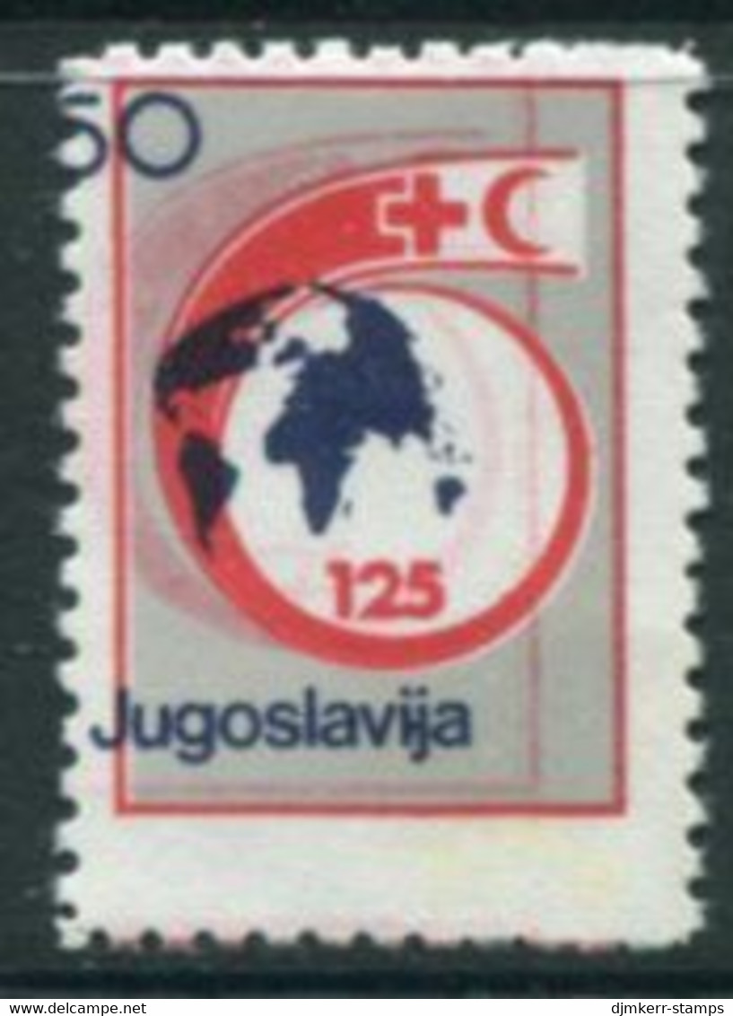 YUGOSLAVIA 1988 Rec Cross Tax 50 D. Major Shift Of Blue Colour MNH / **.  Michel  ZZM 154 - Imperforates, Proofs & Errors