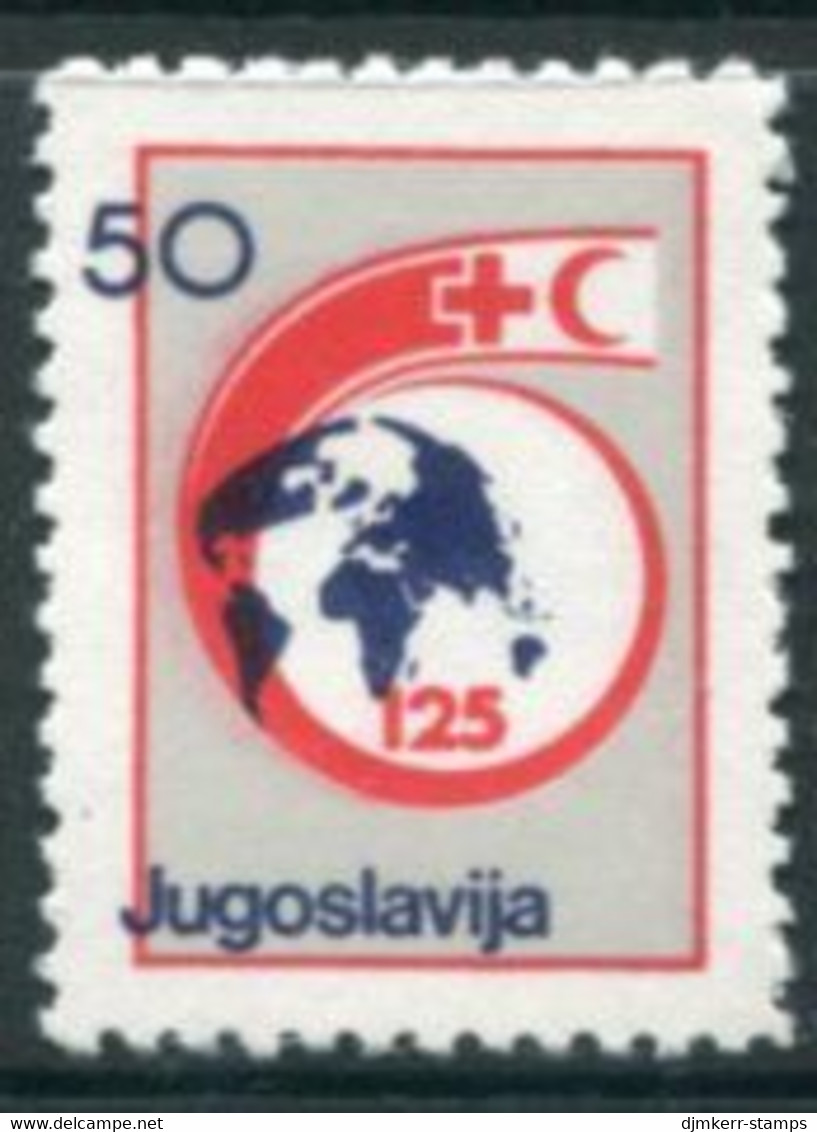 YUGOSLAVIA 1988 Rec Cross Tax 50 D. Major Shift Of Blue Colour MNH / **.  Michel  ZZM 154 - Geschnittene, Druckproben Und Abarten