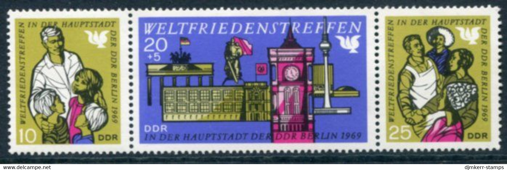 DDR / E. GERMANY 1969 World Peace Strip MNH / **.  Michel 1478-80 - Ungebraucht