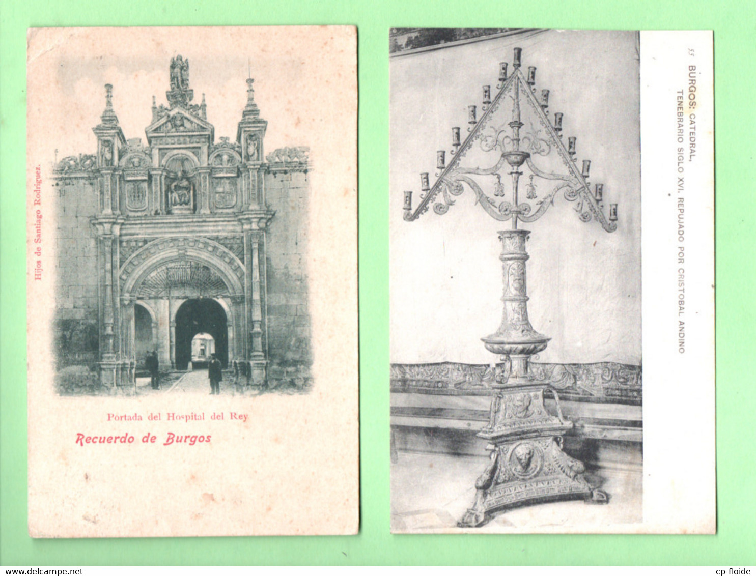 ESPAGNE . ESPAÑA . BURGOS . " PORTADA DEL HOSPITAL DEL REY " & " CATEDRAL " . 2 CPA - Ref. N°35624 - - Burgos