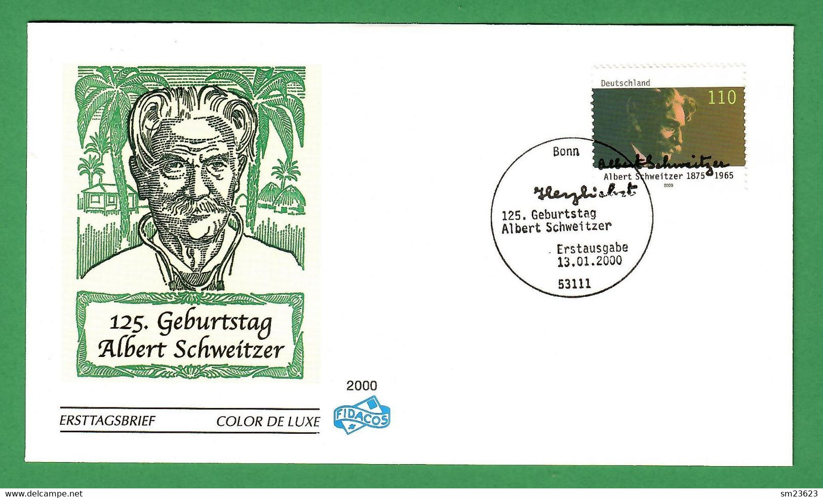 BRD  2000  Mi.Nr. 2090 , Doktor Albert Schweitzer - FDC Berlin 13.01.2000 - Albert Schweitzer