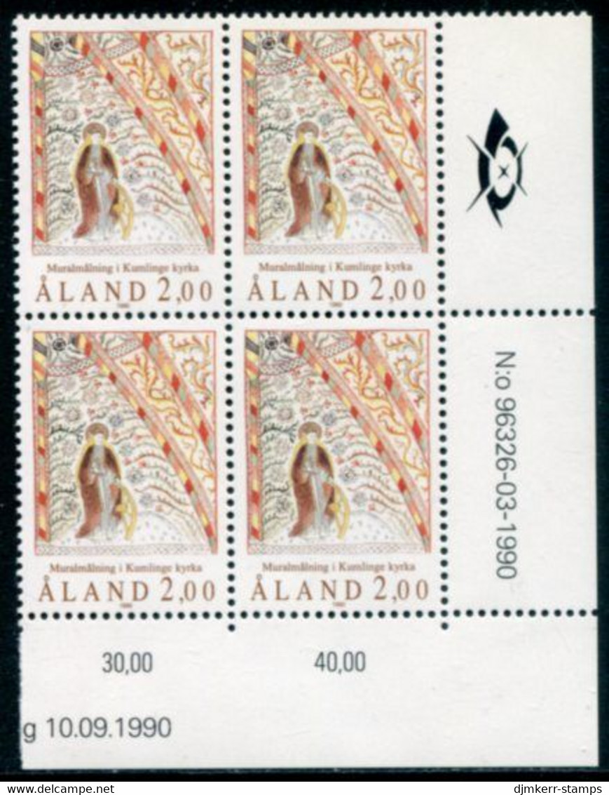 ALAND ISLANDS 1990 Kumlinge Fresco Block Of 4 MNH / **.  Michel 42 - Aland