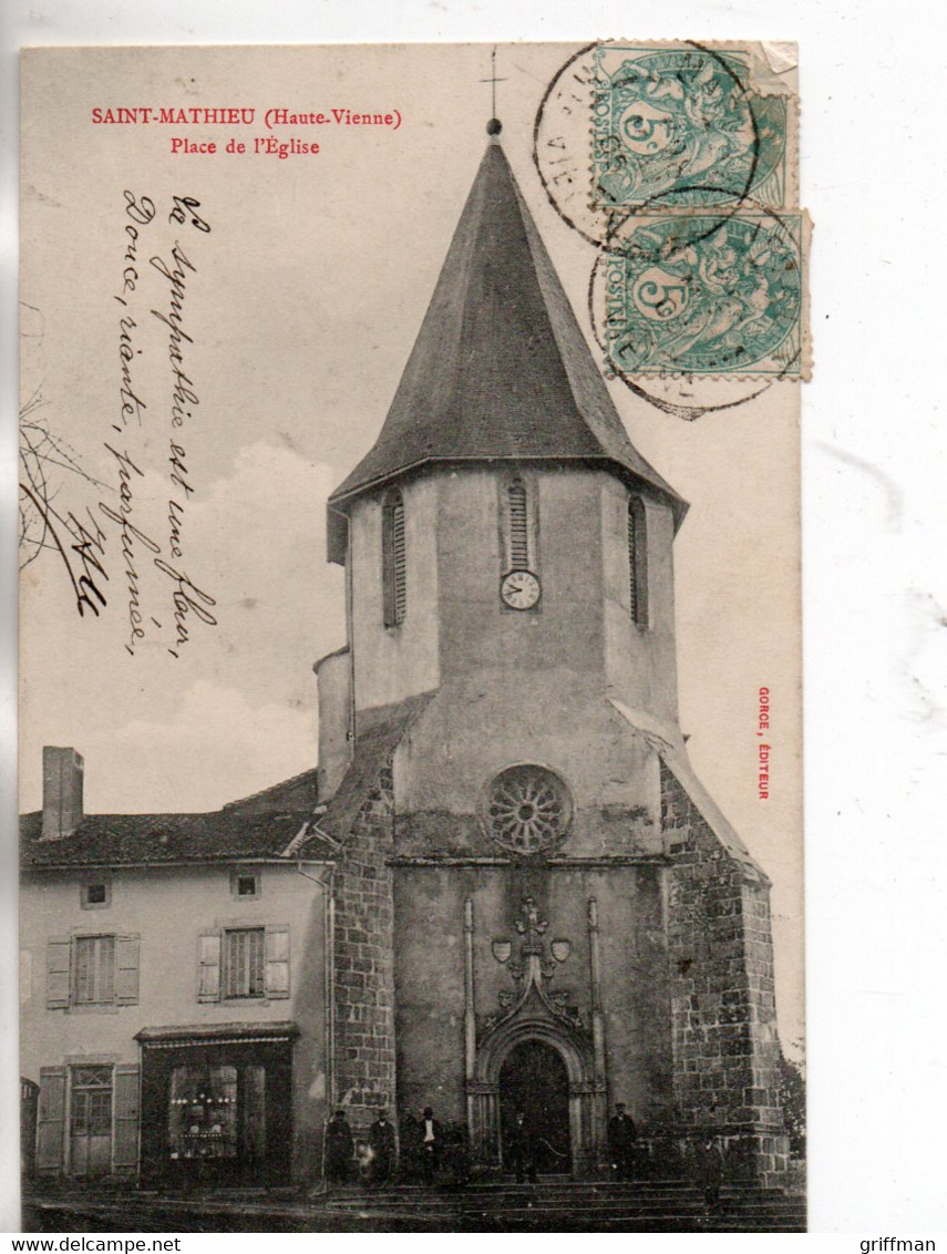SAINT MATHIEU PLACE DE L'EGLISE 1905 TBE - Saint Mathieu