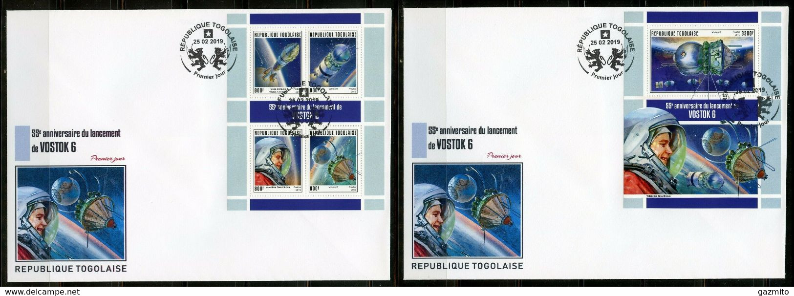 Togo 2019, Space, Vostok 6, 4val In BF +BF In 2FDC - Afrique