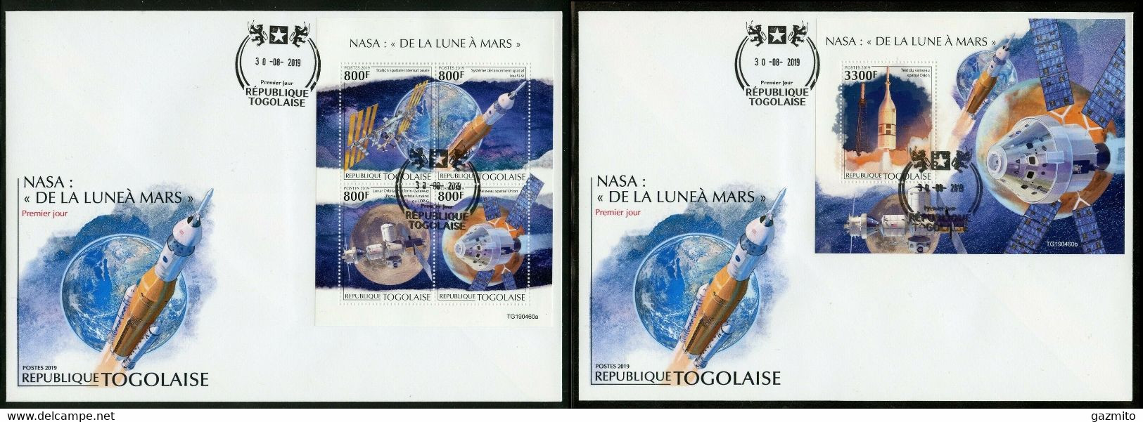 Togo 2019, Space, NASA, 4val In BF +BF In 2FDC - Africa