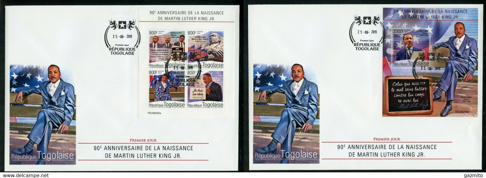 Togo 2019, Martin Luther King, 4val In BF +BF In 2FDC - Martin Luther King