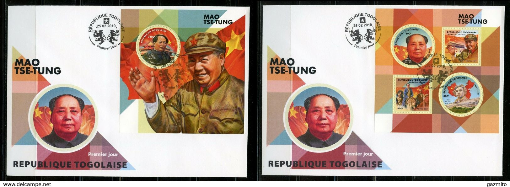 Togo 2019, Mao Zedong, 4val In BF+BF In 2FDC - Mao Tse-Tung
