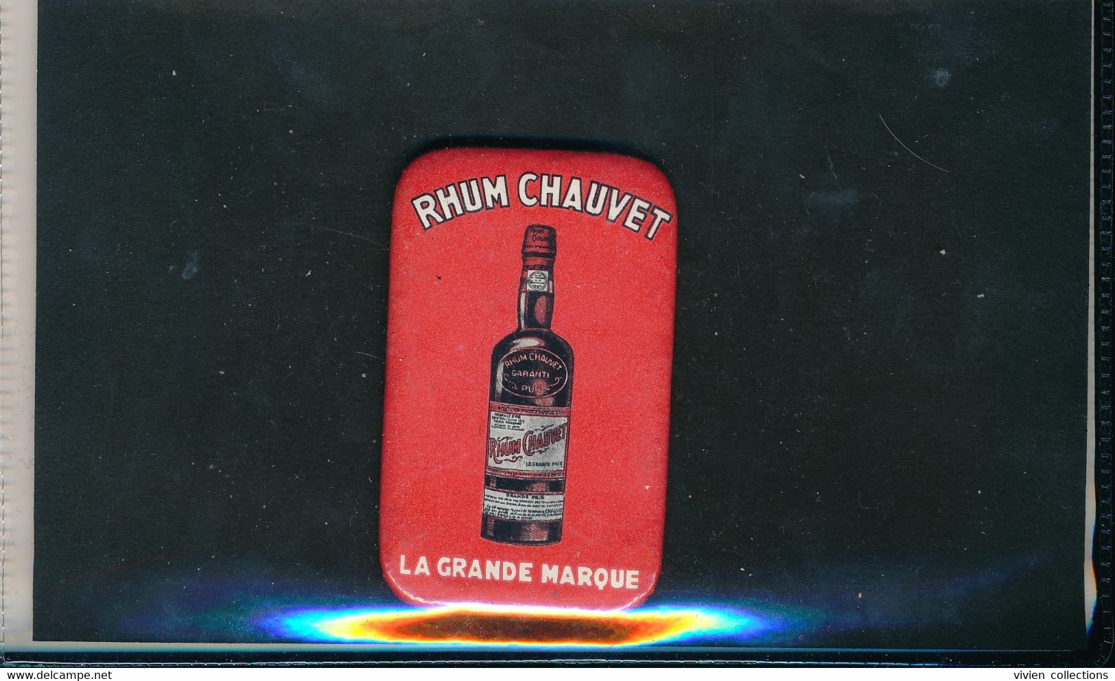 Publicité Ancienne Miroir De Poche Publicitaire Rhum Chauvet La Grande Marque Alcool - Autres & Non Classés