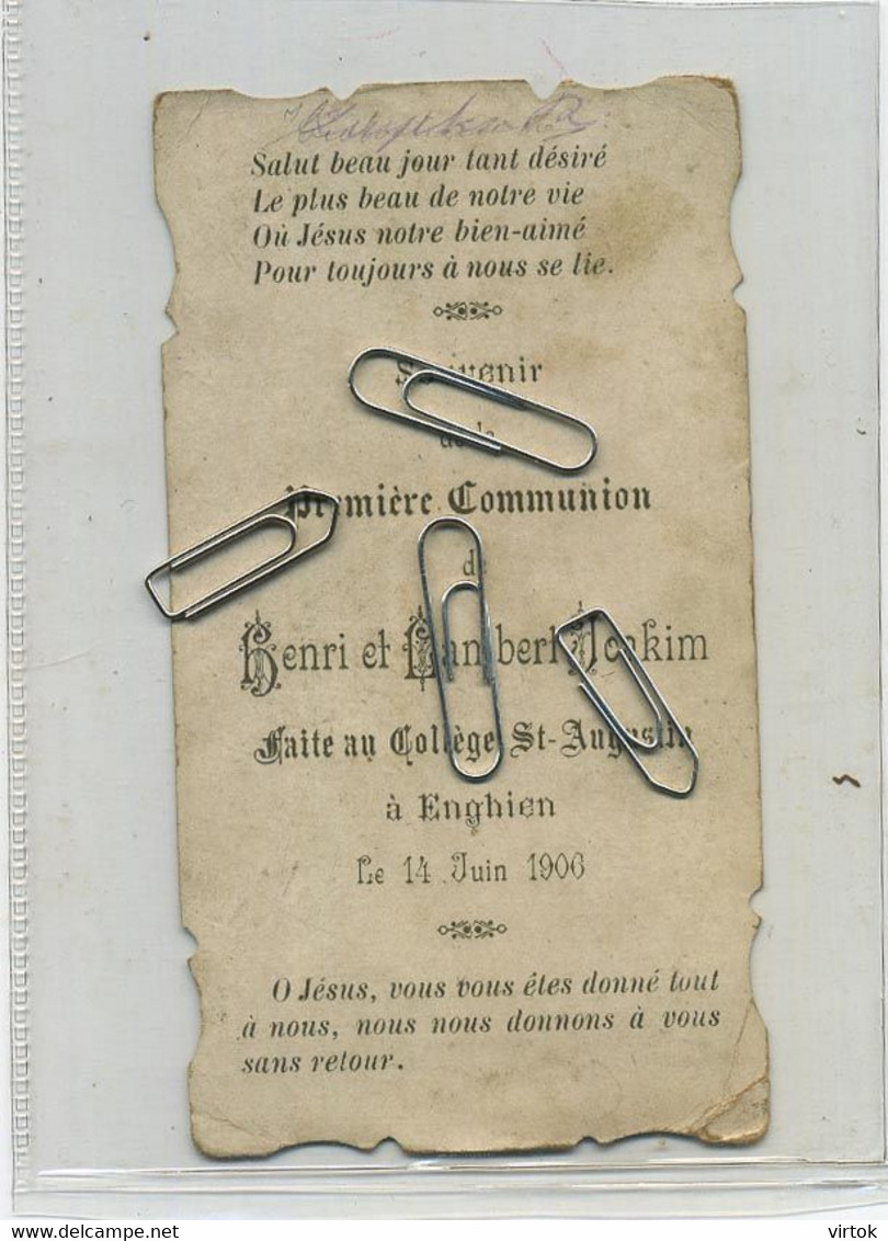 Enghien :  Henri Et Lambert Joakim   -  Image Communion  1900    (    12.5 X 7 Cm  ) - Enghien - Edingen