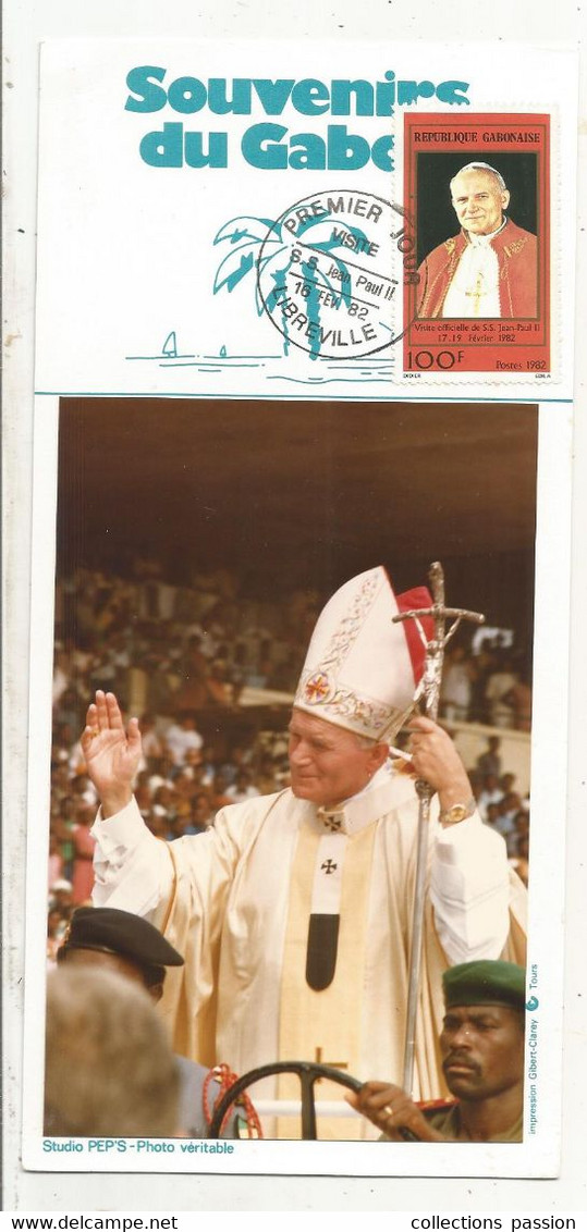 Carte Maximum,souvenirs Du GABON, LIBREVILLE,1982, S.S JEAN PAUL II, Photo Véritable, 205 X 100 Mm, Frais Fr 1.75 E - Gabon (1960-...)