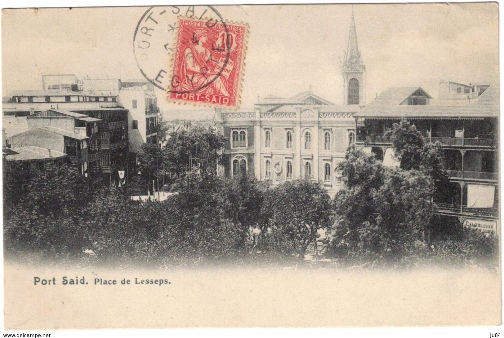 Egypte - Port-Saïd - Place De Lesseps - Bureau Français Port-Saïd - 10c Type Mouchon Port-Saïd - Carte Postale - 1906 - Lettres & Documents