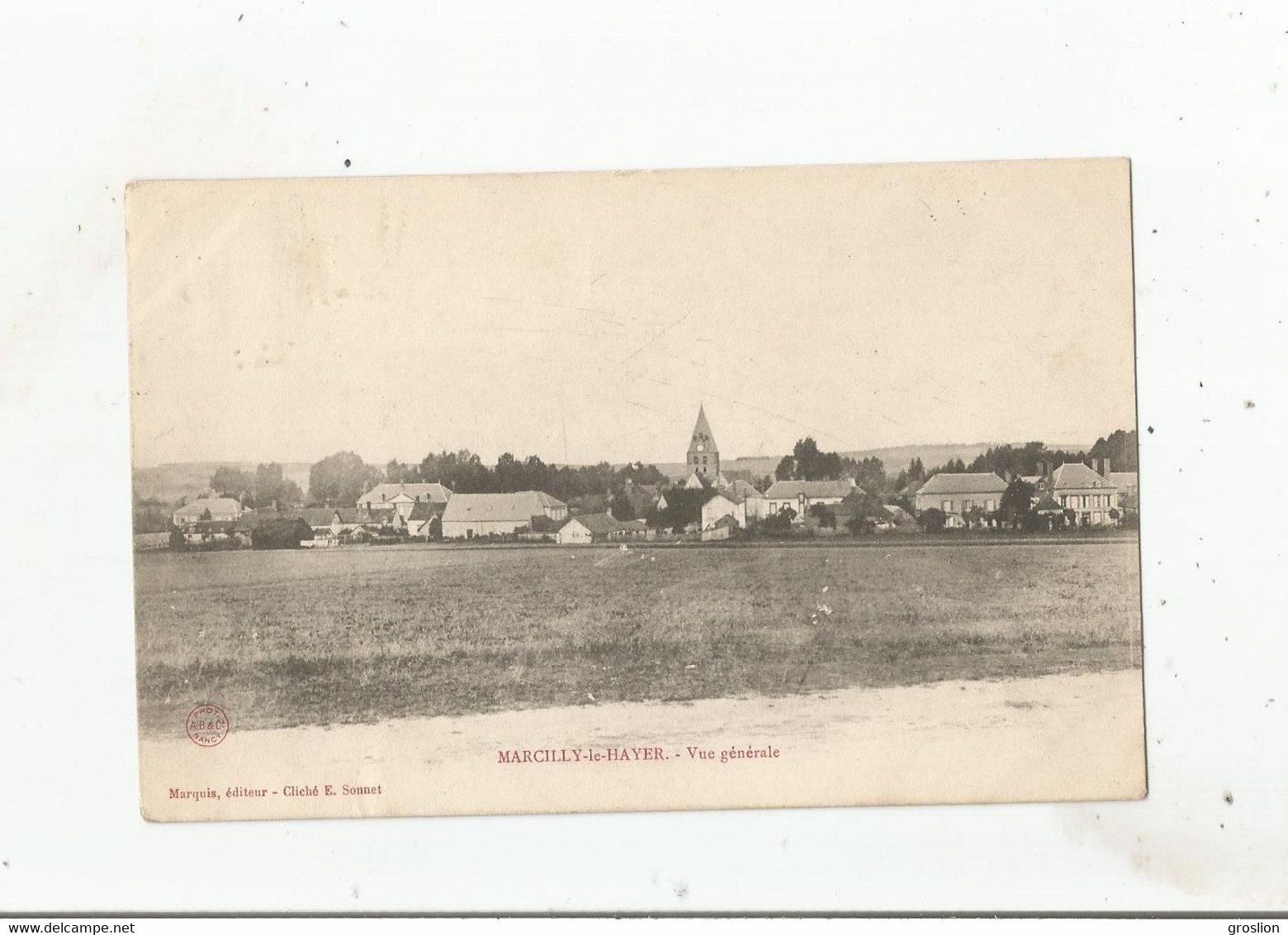 MARCILLY LE HAYER (AUBE) VUE GENERALE PANORAMIQUE AVEC EGLISE ET HABITATIONS 1906 - Marcilly