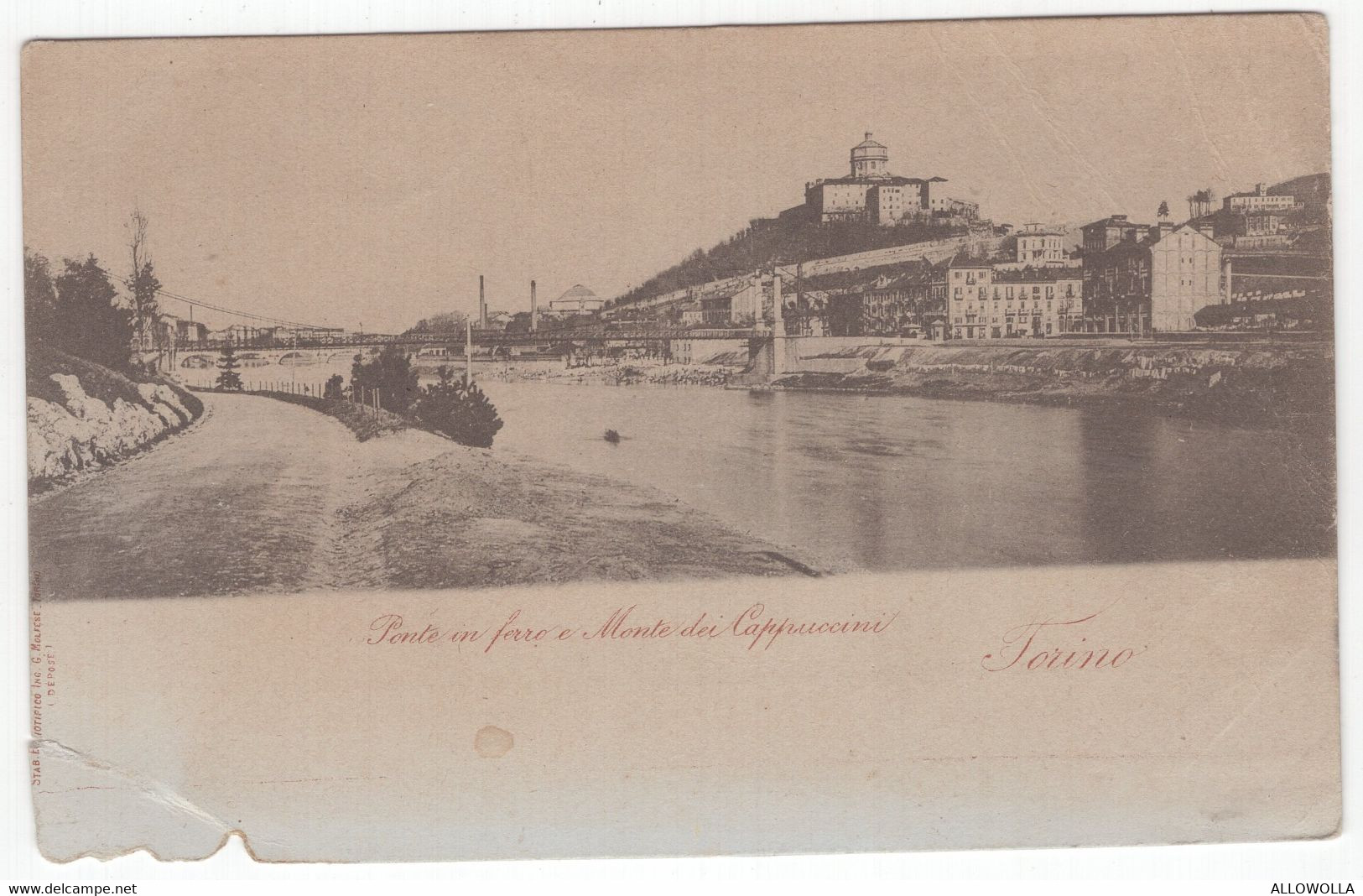 18780 " TORINO-PONTE IN FERRO E MONTE DEI CAPUCCINI " -VERA FOTO-CART POST. NON SPED - Ponts