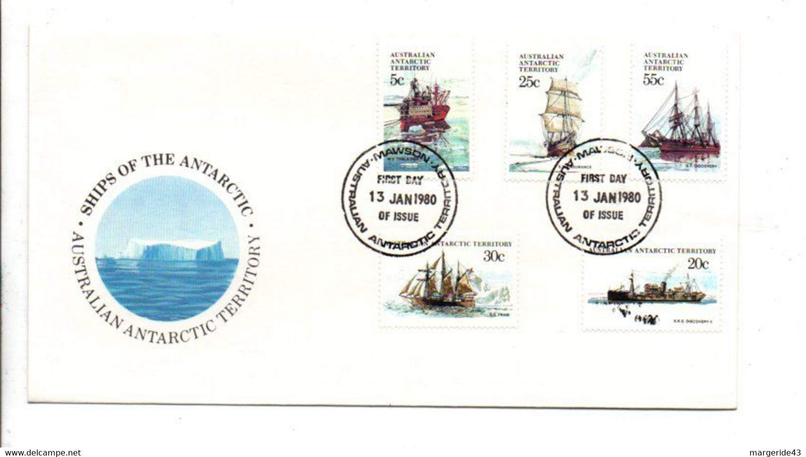 ANTARTIQUE AUSTRALIEN FDC 1980 NAVIRES DE L'ANTARTIQUE - FDC